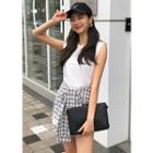 Plaid Mock-shirt Overlay Mini Dress