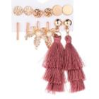 6 Pair Set: Alloy / Tassel Earring (assorted Designs) 01 - 11582 - Set - Gold - One Size
