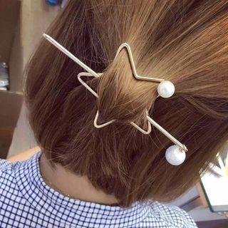 Faux-pearl Star Hair Stick