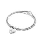 Simple And Romantic Heart-shaped 316l Stainless Steel Double-layer Bracelet Silver - One Size