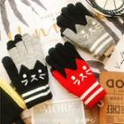 Cat Pattern Knit Gloves