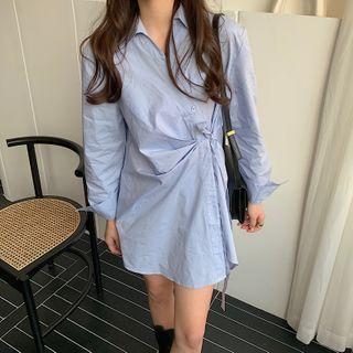 Mini A-line Shirt Dress Light Blue - One Size