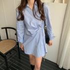 Mini A-line Shirt Dress Light Blue - One Size