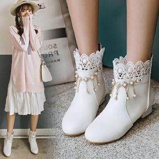 Lace Panel Ankle Boots