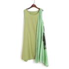 Sleeveless Paneled A-line Dress Green - One Size