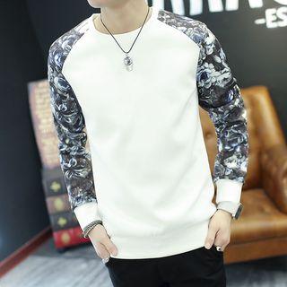 Printed Panel Raglan Neoprene Pullover