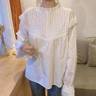 Mock-neck Blouse 652 - White - One Size