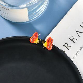 Rhinestone Enamel Butterfly Earring 1 Pair - S925 Sterling Silver Pin - Rhinestone Enamel Butterfly Earring - One Size