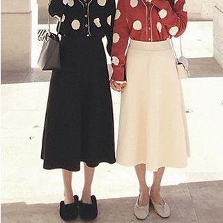 High Waist Midi A-line Knitted Skirt