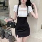 Short-sleeve Cutout Fitted Top / Mini Overall Dress