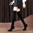 Genuine Suede Pointed Over-the Knee High Heel Boots