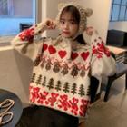 Christmas Tree & Bear Print Sweater