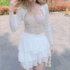 Lace Camisole Top / Cardigan / A-line Skirt