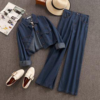 Set: Denim Jacket + Wide Leg Jeans