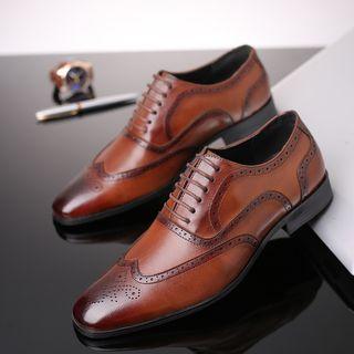 Faux Leather Lace-up Brogue Shoes