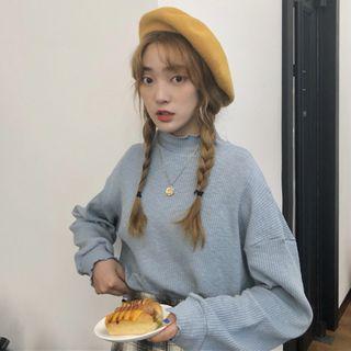 Lantern-sleeve Sweater / Lace Open Front Jacket