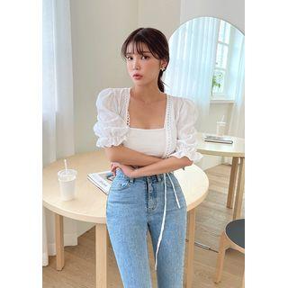 Wrap-front Crop Blouse