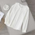 Long-sleeve Lace Collar Shirt White - One Size