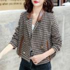 Double-breasted Plaid Cropped Jacket