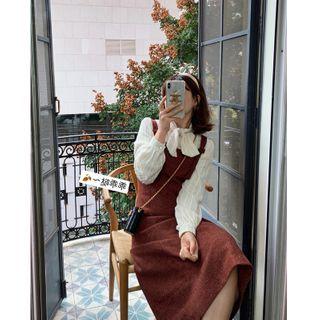 Woolen Midi A-line Pinafore Dress