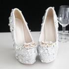 Bow Accent Faux Pearl Embellished Pumps