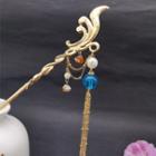 Beaded Hair Stick Z104 - 1 Piece - Hair Stick - Gold & White & Red - One Size