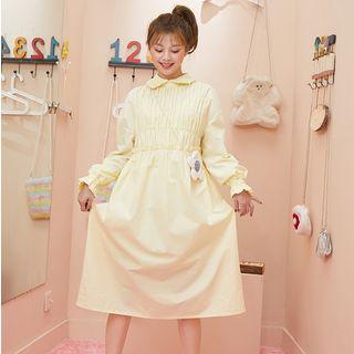 Peter-pan-collar Long-sleeve Midi Dress