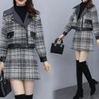 Set: Plaid Biker Jacket + Mini Pencil Skirt