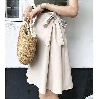 Plain Bow Midi Skirt