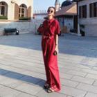 Pocket Detail Drawstring-waist Straight Cut Jumpsuit
