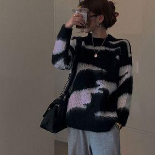 Striped Crew-neck Sweater Black - One Size