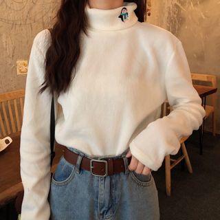 Long-sleeve Embroidered Fleece T-shirt