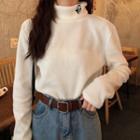 Long-sleeve Embroidered Fleece T-shirt