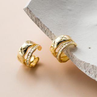 Rhinestone Layered Sterling Silver Cuff Earring