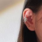 Elf Ear Alloy Cuff Earring 1 Pc - Eh1246 - Yellow Rhinestone - Silver - One Size