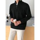 Mock-neck Zip-front Knit Top