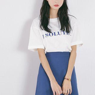 Printed Short-sleeve Top White - One Size