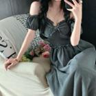 Off-shoulder Ruffle Crop Top / Mini Pencil Skirt / Midi A-line Dress / Set