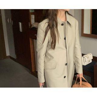[dearest] Hidden-button Flap Mac Coat (khaki) One Size