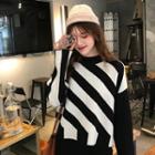 Striped Round-neck Sweater As Figure - One Size