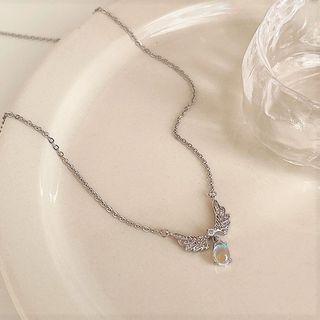 Wing Pendant Necklace Silver - One Size