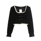 Long-sleeve Frog Buttoned Velvet Top