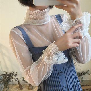 Lace Ruffle See-through Top