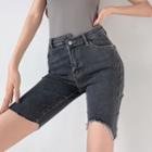 Asymmetric Skinny Denim Shorts