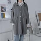 Square-neck Color-block Long Coat