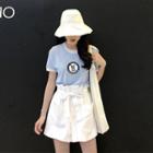 Set: Short-sleeve Print T-shirt + Skorts