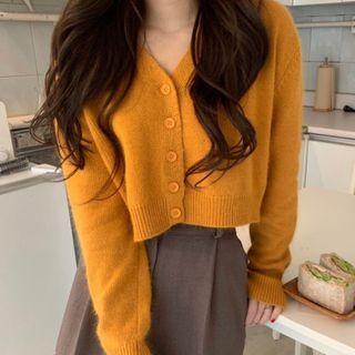 V-neck Buttoned Knit Top Tangerine - One Size