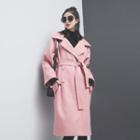 Double-breasted Wool Coat With Sash