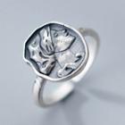 925 Sterling Silver Embossed Head Open Ring Adjustable - S925 Sterling Silver Ring - One Size