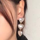 Heart Faux Pearl Earring White - 1354a#